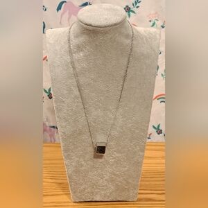Vintage 90s Monet Silver Plate 3D Cube Casual Dainty Necklace Jewelry Charm